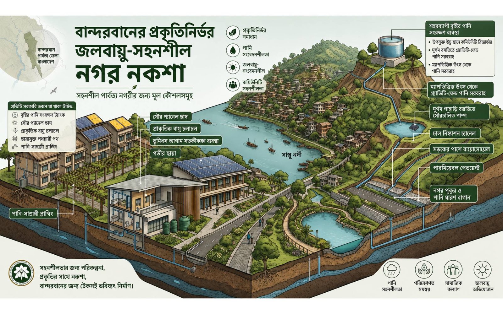 বান্দরবানের প্রকৃতিনির্ভর জলবায়ু-সহনশীল নগর নকশা